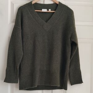 Cyrus Deep Olive V-Neck Sweater